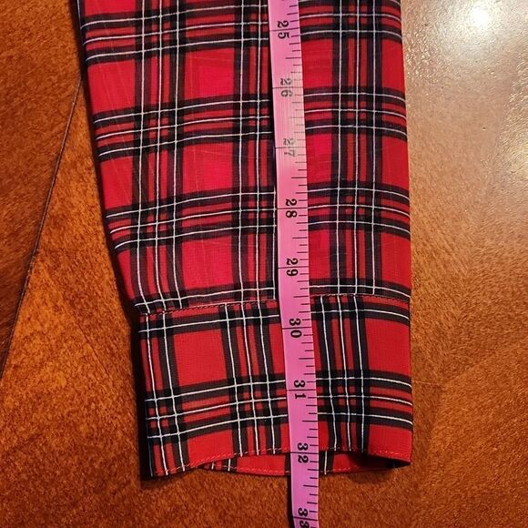 Express Portifino Sheer Long Sleeve Button Down Shirt Small Red & Black Plaid - Picture 6 of 8